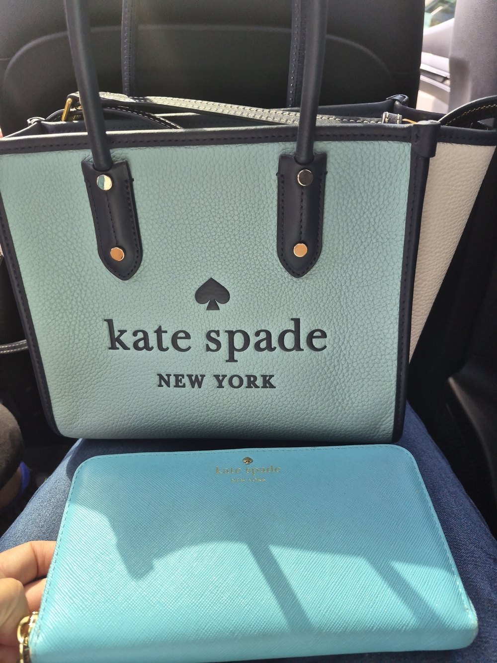 kate spade Mint & Turquoise Leather Tote and Wallet Set